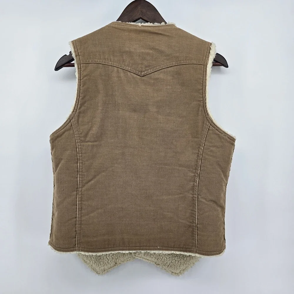 Vintage Levis Corduroy Sherpa Lined Western Vest Tan Mens Medium 60606 1523 USA